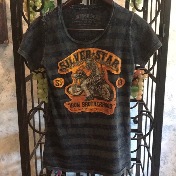 SILVER STAR GRAY/BLACK WITH ORANGE T SHIRT. Size L - Picture 4 of 7